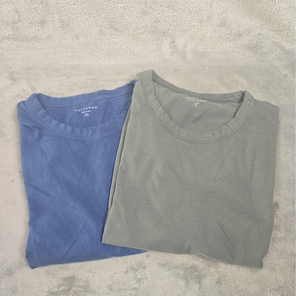 Lot of 2 Mott & Bow Classic Crew Driggs T-Shirts Mens XL Blue Green